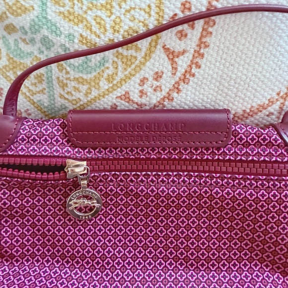 Longchamp Le Pliage Nylon Mini Crossbody Bag, Dandy Print, Fig Bordeaux - Picture 3 of 9